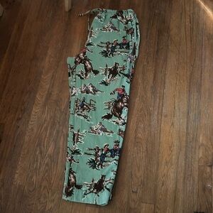 Nick & Nora Kurt Cobain Round Up Mint Green Cowboy Flannel Pajama Pants Large